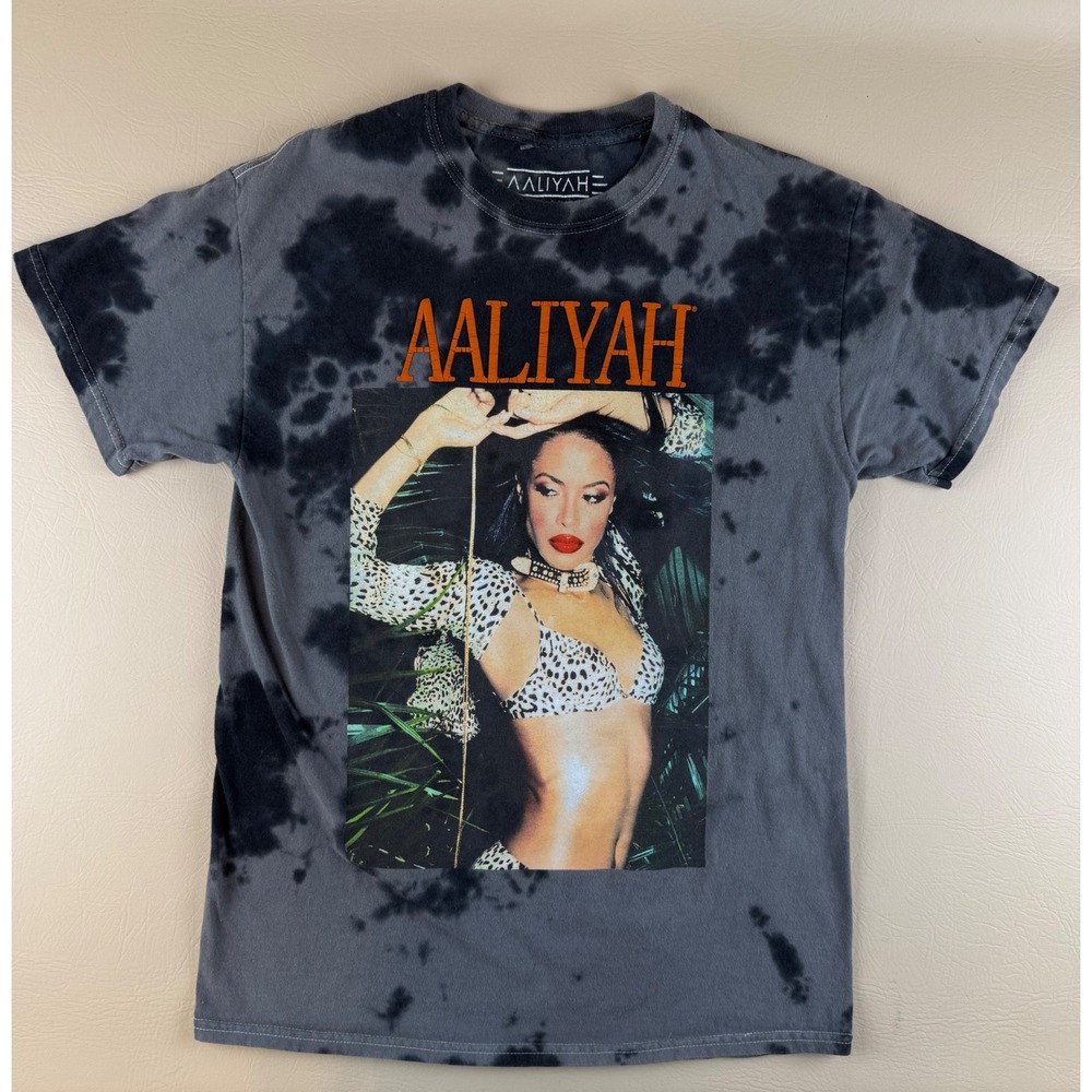 Streetwear Aaliyah‎ Graphic Tee Tie Dye Grey Medium Ripple